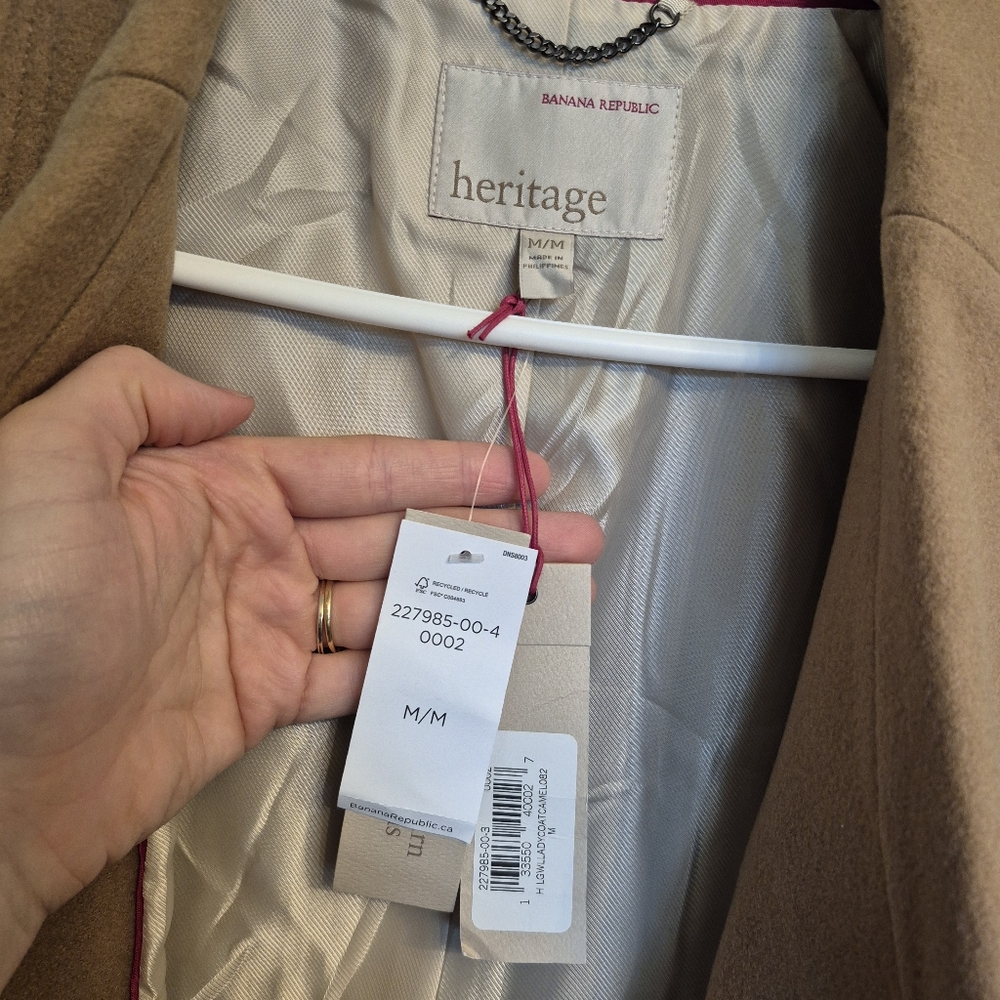 Banana Republic Heritage Womens Quiet Lux Camel Wool Double Breasted Coat Size M - Picture 7 of 10